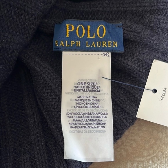Brand New Polo Ralph Lauren Navy Blue Knit w/ Red Pony 50% Wool Beanie Hat - Picture 5 of 11